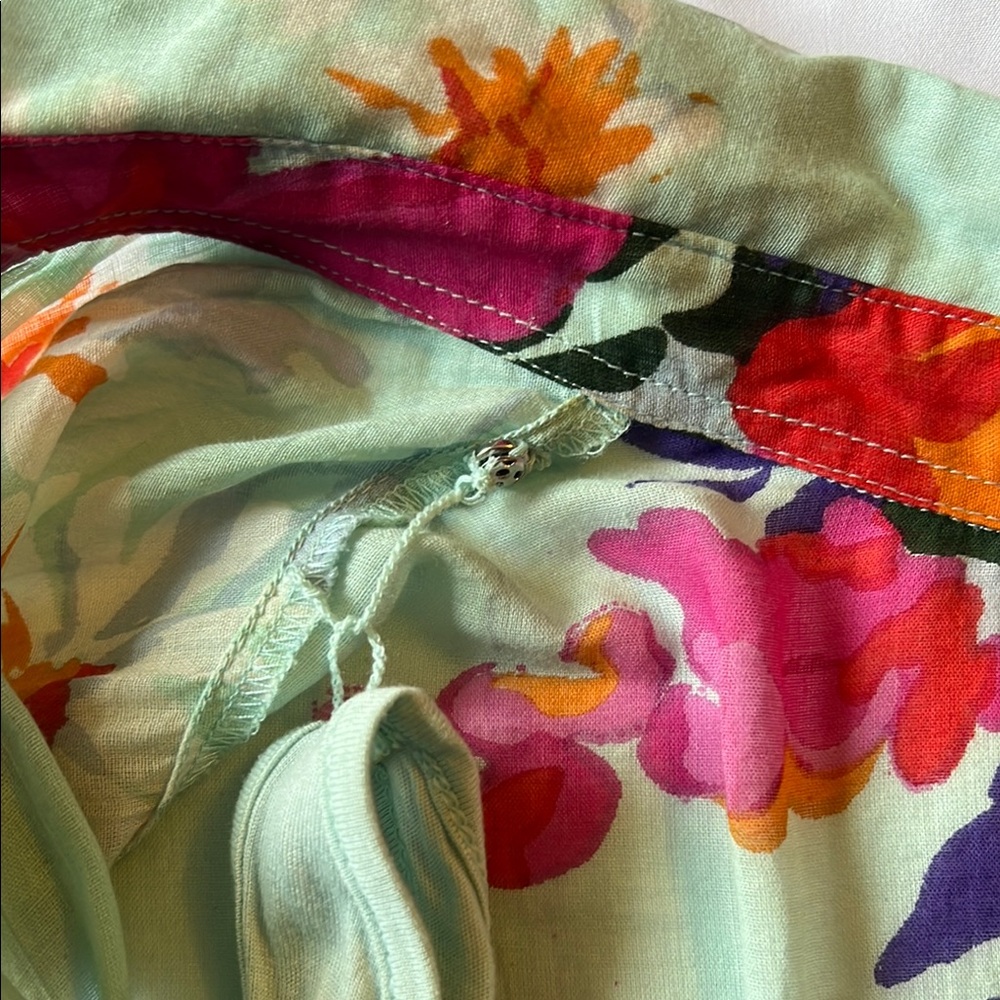 Soft Surroundings Aqua Lily 3/4 Sleeve Large Button Down Shirt - Picture 10 of 10